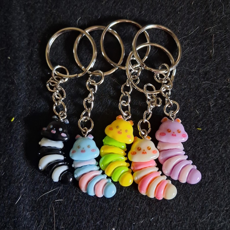 Colourful Resin Caterpillar Key Ring/Bag Tag image 1