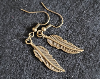 Gold Plated Brass Feather Finding...Charm...Pendant....Very Cute...Set of 6