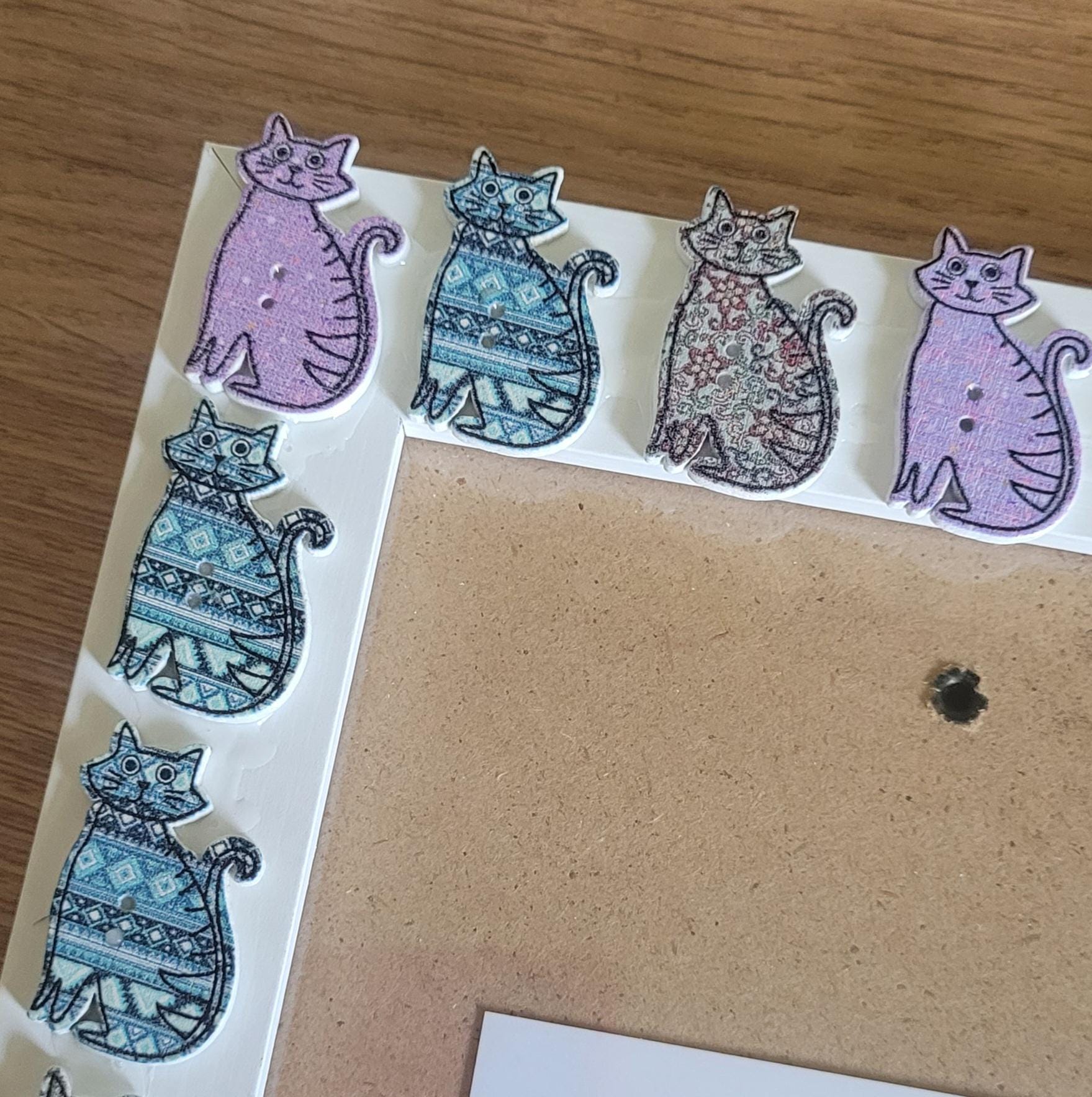 Colourful Wooden Cat Button Photo Frame 5 X 7 Inches - Etsy