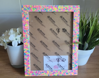 Colourful Neon Ribbon Confetti Photo Frame 6 x 8 inches