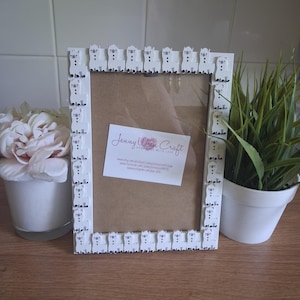 White Llama/Alpaca Wooden Button Photo Frame 5 x 7 inches