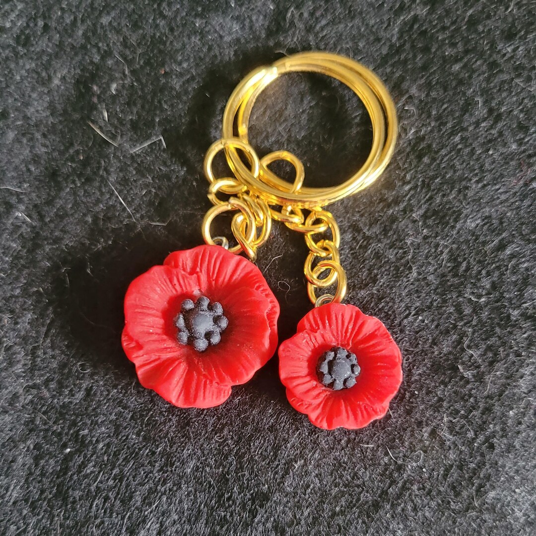 限定タイムセール‼️あさぎーにょ poppy Charm lip caseギンガム Red Resin Corn Poppy Key Ring/bag Charm - Etsy