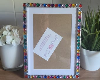 Colourful Heart Rhinestone Photo Frame 6 x 8 inches