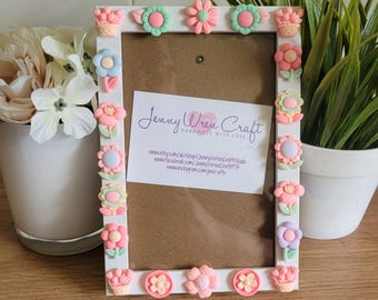 Colourful Flower Resin Decals Photo Frame 4 x 6 inches