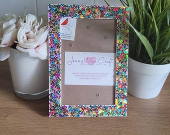 Colourful Ribbon Glitter Photo Frame 4 x 6 inches
