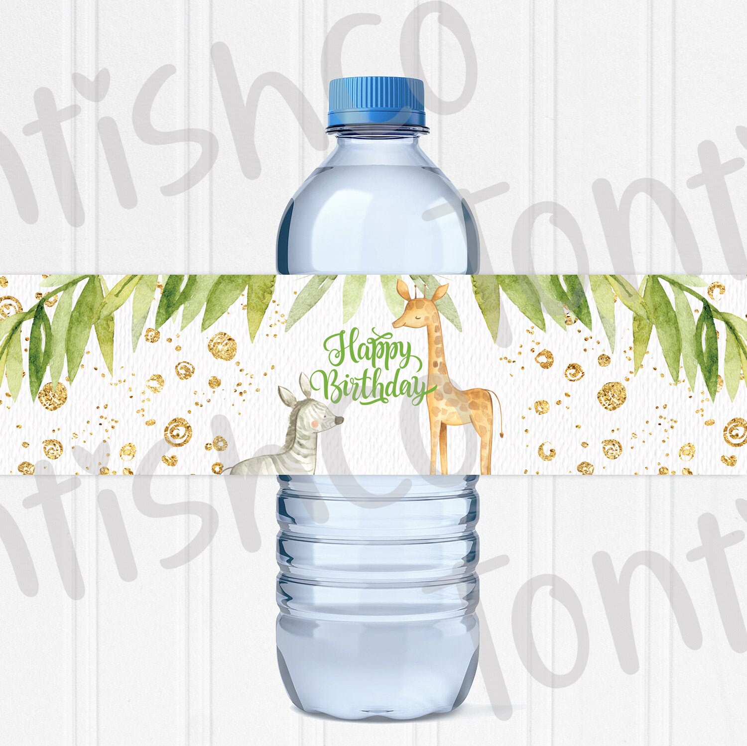 Safari Water Bottle Labels Printable First Birthday Digital | Etsy