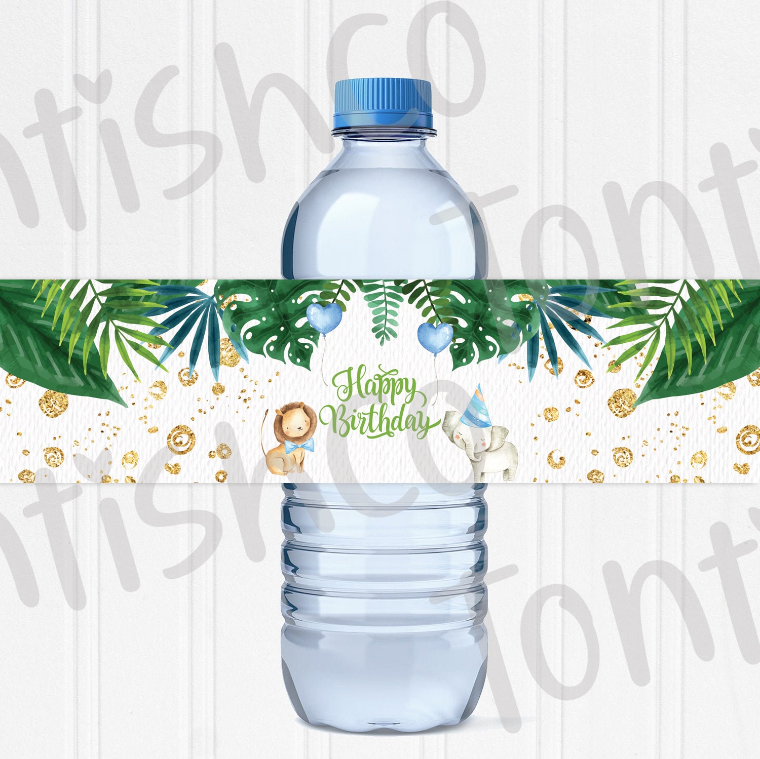 Safari Water Bottle Labels Printable First Birthday Digital | Etsy