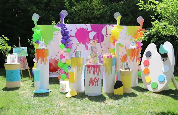 launuo Art Paint Party Backdrop, Paint Party Decorations, Art Themed Birthday Party Backdrop for Kids Art Painting Party Supplies Photography