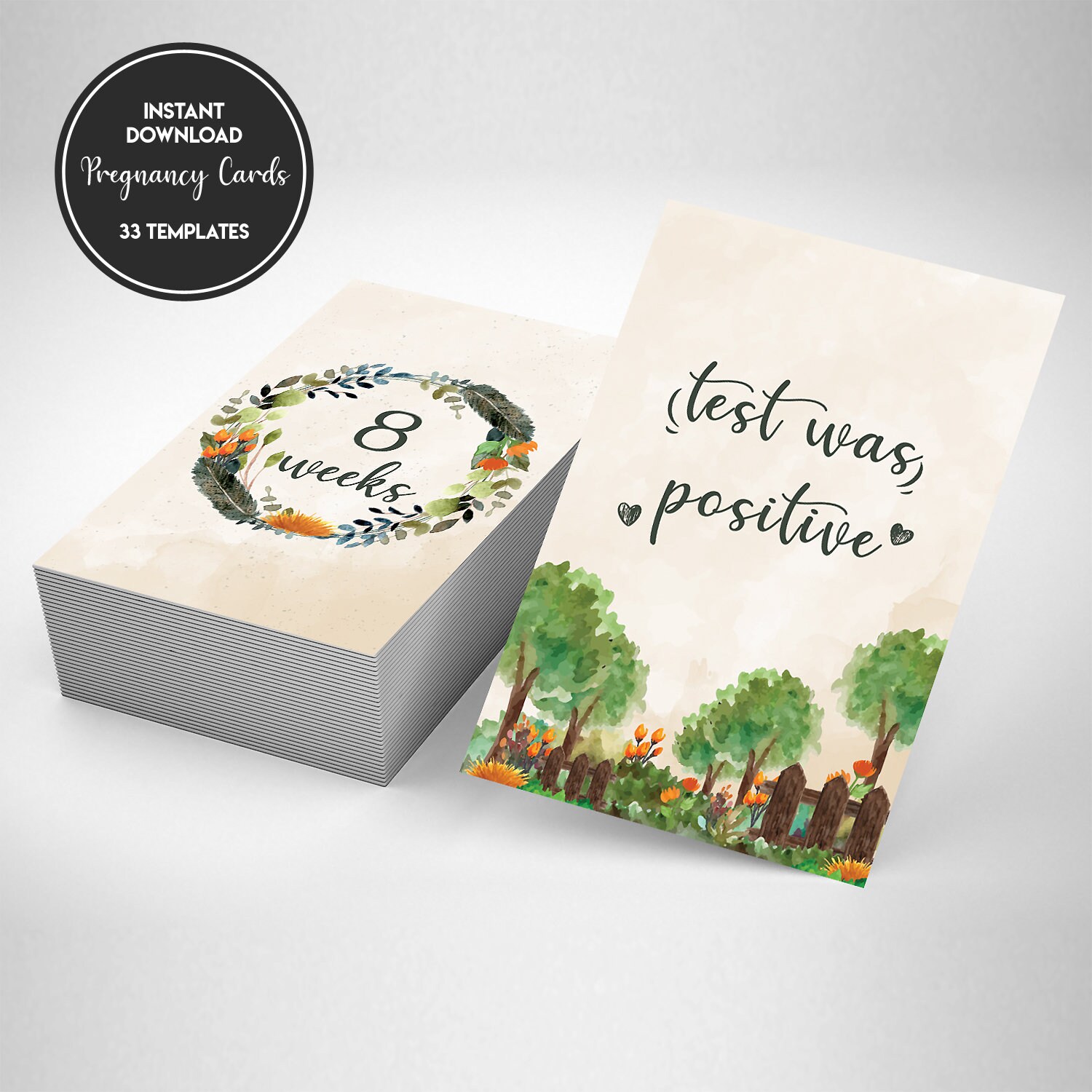 33 Pregnancy Watercolor Printable Baby Milestone Cards - Etsy
