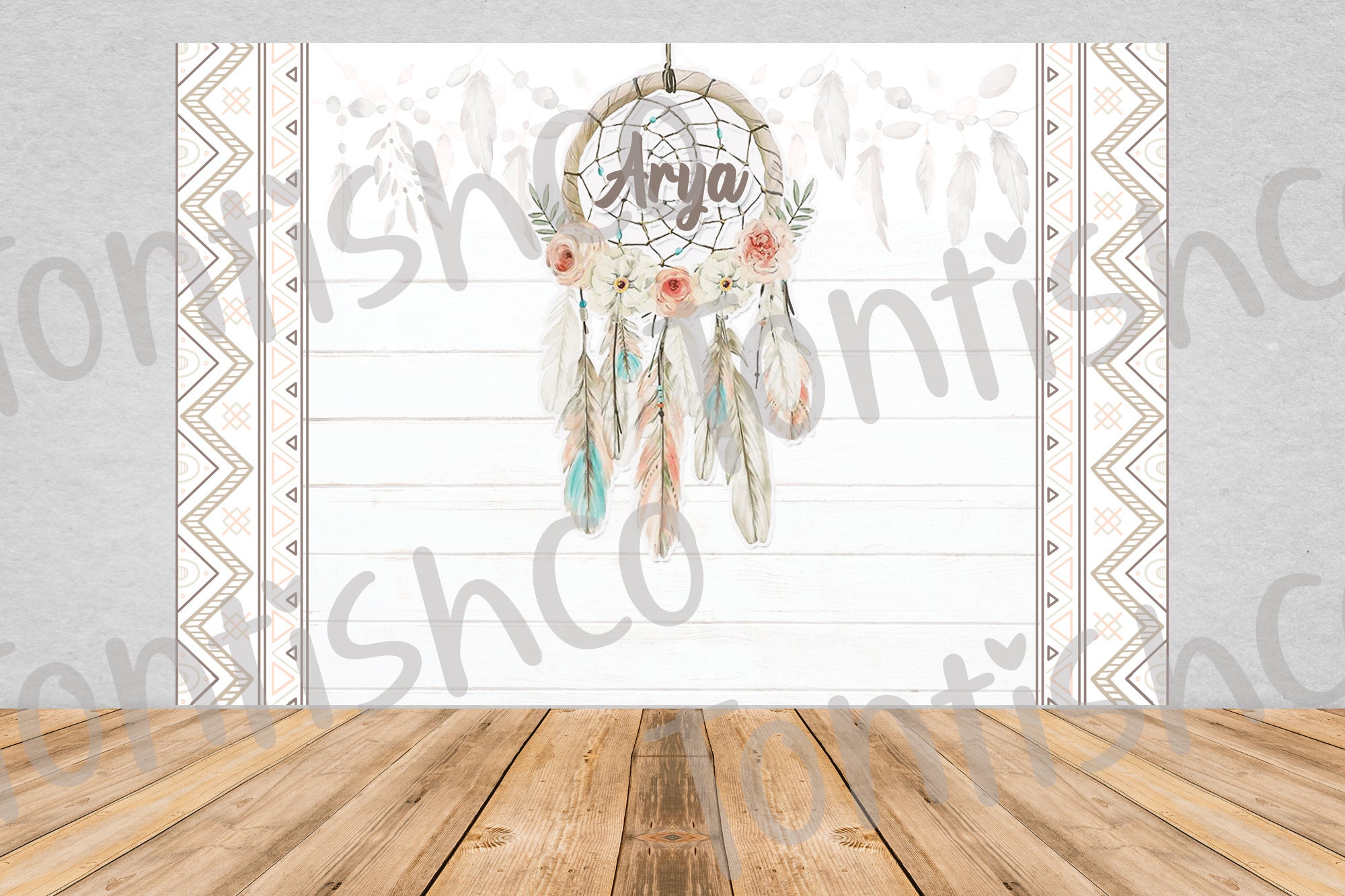 Personalized Boho Backdrop Personalized Printable First | Etsy