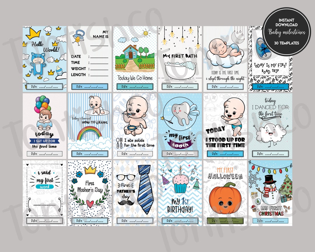 30 Baby Milestone Cards Baby Cards Doodle Style Baby - Etsy