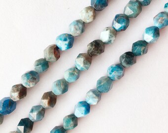 Apatite Faceted Star Cut Beads 8mm 15.5 Strand