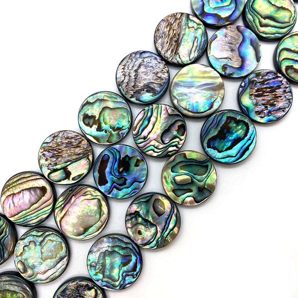 Natürliche Münze geformte Abalone Muschel Perlen, doppelseitige Muschel Perlen, DIY Halskette Schmuck Zubehör Großhandel, 15 Zoll ein Strang