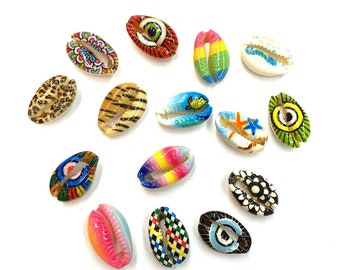 10PCS Natural Shell Loose Beads, 15x20mm Conch/ Sea Snail Print Pattern,Shell Bead Charm,DIY Necklace Earrings Jewelry Accessories Wholesale