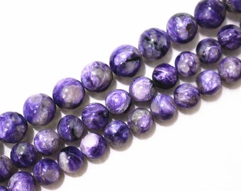 Natural AA Genuine Charoite Round Beads, 6mm 8mm 10mm 12mm Genuine Charoite Beads, 15 inch per strand