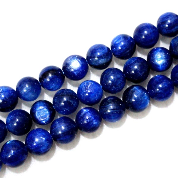 AAA Blue Kyanite Round Beads, 6mm 8mm 10mm 12mm Blue Kyanite Beads, 15 inch per strand