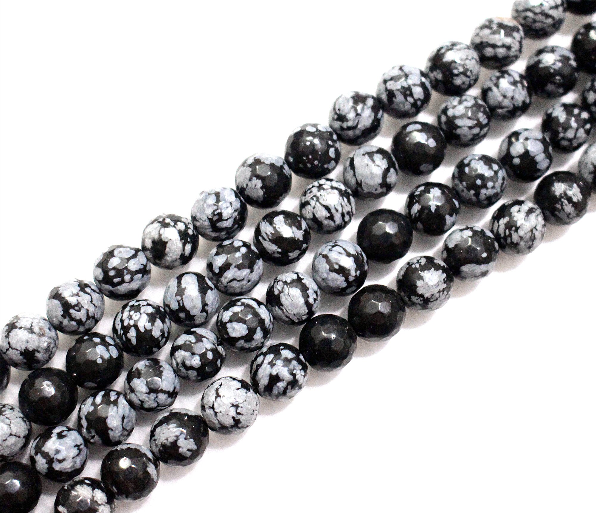 Natural Snow Flake Obsidian Gemstone Round Beads 15'' 4mm 6mm 8mm 10mm 12mm 