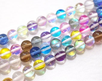 Color Electroplate Patterned Glass Round Beads, 6mm 8mm 10mm Multicolor Glass Beads, 15 inch per strand, Jewelry Wholesale