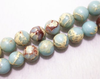 Perles rondes Aqua Terra Jasper, 4mm 6mm 8mm 10mm 12mm 14mm, Perles Aqua Terra Jasper, 15 pouces par brin