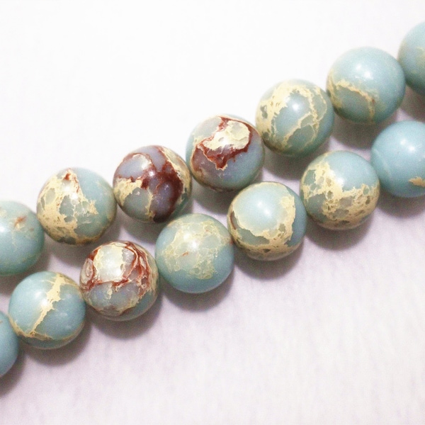 Perles rondes Aqua Terra Jasper, 4mm 6mm 8mm 10mm 12mm 14mm, Perles Aqua Terra Jasper, 15 pouces par brin