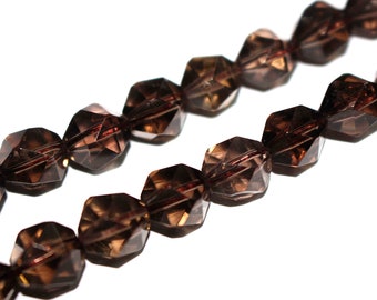 Faceted Smoky Quartz Beads,6mm 8mm 10mm 12mm Star Cut Faceted Smoky Quartz Beads, Beads Wholesale, 15 inches 1 strand