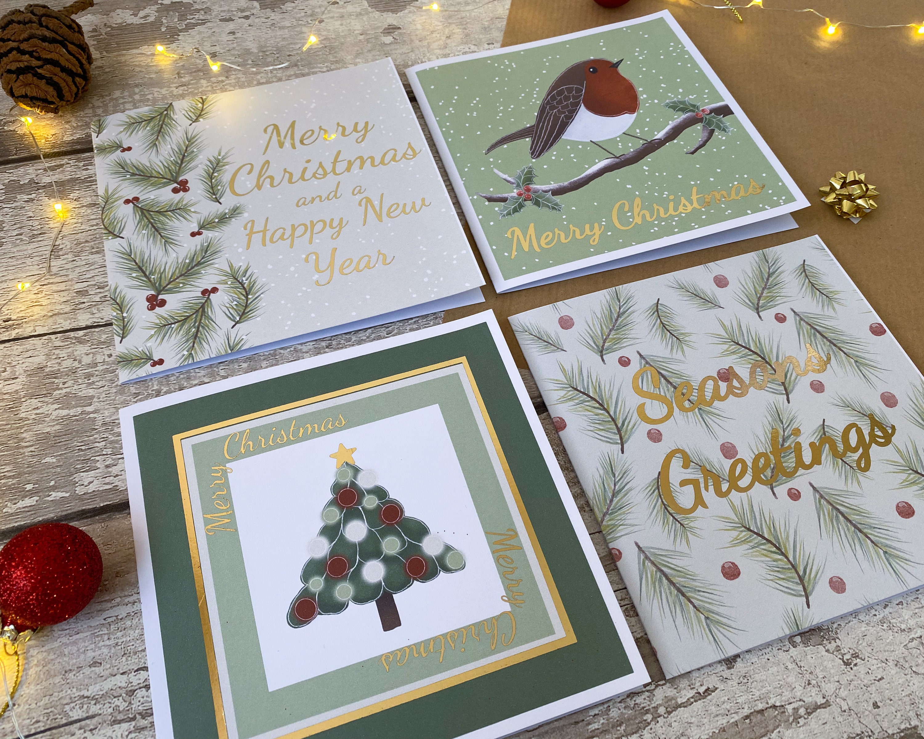 Traditional Christmas Card Pack Pack of 4 Christmas Cards Etsy
