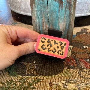 Leather tooled hair clip small