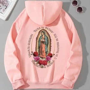Sudadera con capucha Virgen Print para mujer - Sudadera con cordón y manga larga - Ropa informal