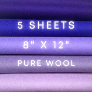 Pure Merino Wool  PICK 5 SHEETS Felt 8x12