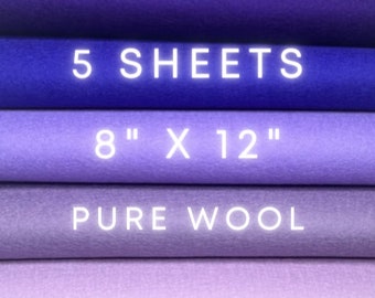 Pure Merino Wool  PICK 5 SHEETS Felt 8x12