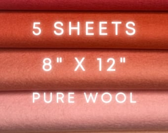 Pure Merino Wool PICK 5 SHEETS Felt 8x12