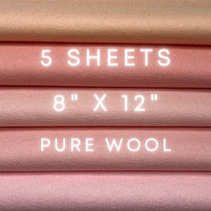 Pure Merino Wool  PICK 5 SHEETS Felt 8x12