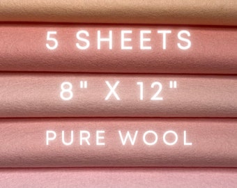 Pure Merino Wool  PICK 5 SHEETS Felt 8x12