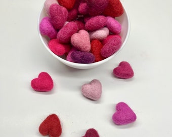 Mini Felt Hearts Valentine Collection 2024 Craft Garland Eco Decor Bowl Tiered Tray, Mobile, Nursery, Wedding Favour