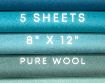 Pure Merino Wool  PICK 5 SHEETS Felt 8x12