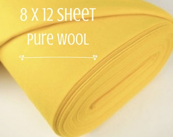 Yellow Merino Wool Felt Craft Doll Embroidery Sheet