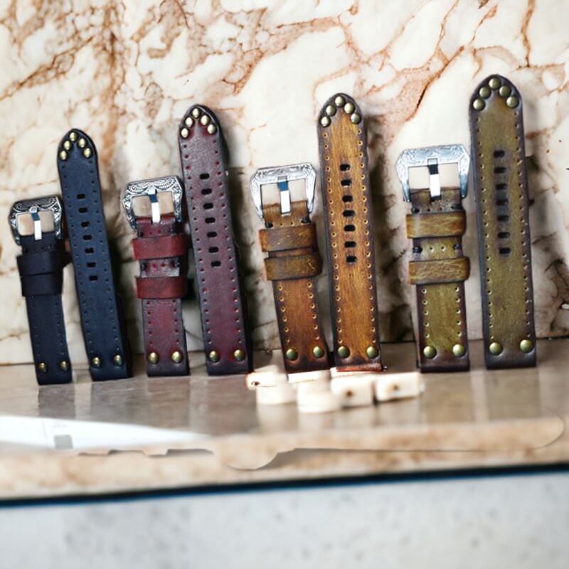 パネライ用レザーバンド（バックル付き）交換用ストラップ（18/20/22