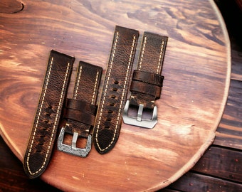 Vintage Genuine Leather Retro style Watch Strap for Panerai Luminor Marina PAM 00111 20 22 24 26MM