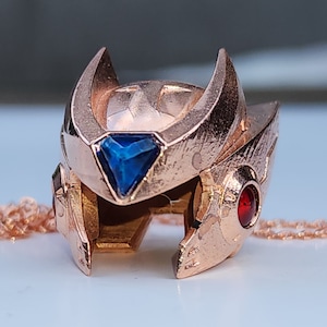 Zero Helmet -  Rose Gold (Copper) Plated Necklace, Keychain, Display Piece 1:10 Scale - Mega Man X