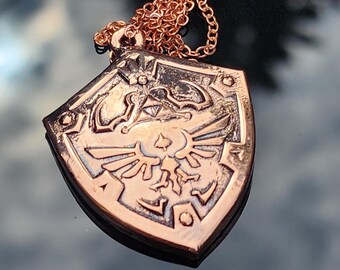 Hylian Shield Pendant Necklace - Rose Gold (Copper) Plated - The Legend of Zelda