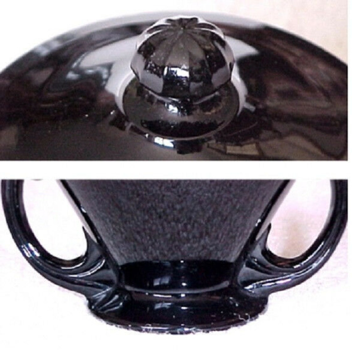 Fostoria Ebony Black Glass Candy Jar Bowl 2456 Handle Lid Etsy