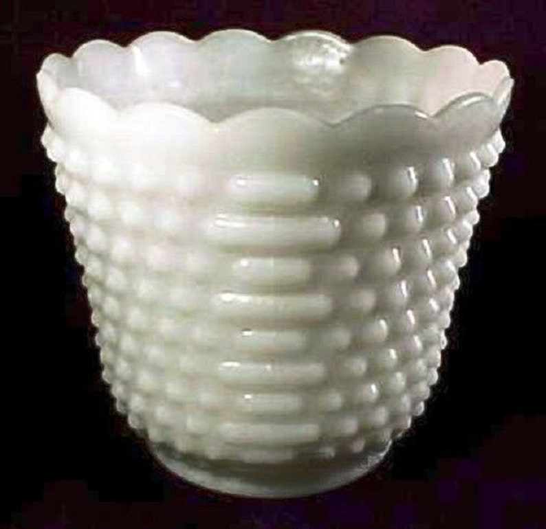 Fire King White Milk Glass Hobnail Beads & Bar Planter Vase Etsy