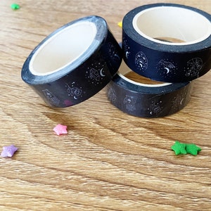 Black Magic Washi Tape, Mystical Planner Accessory, Decorative Craft Tape, Scrapbooking Supplies, Halloween Washi Tape