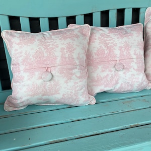Bubblegum Pink TOILE French Country Shabby Chic 18x18, 20x20 Pillow Covers!
