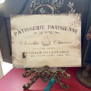 French Country Parisienne Pastry Donut Advertisement In Three Color Choice Wooden Sign!