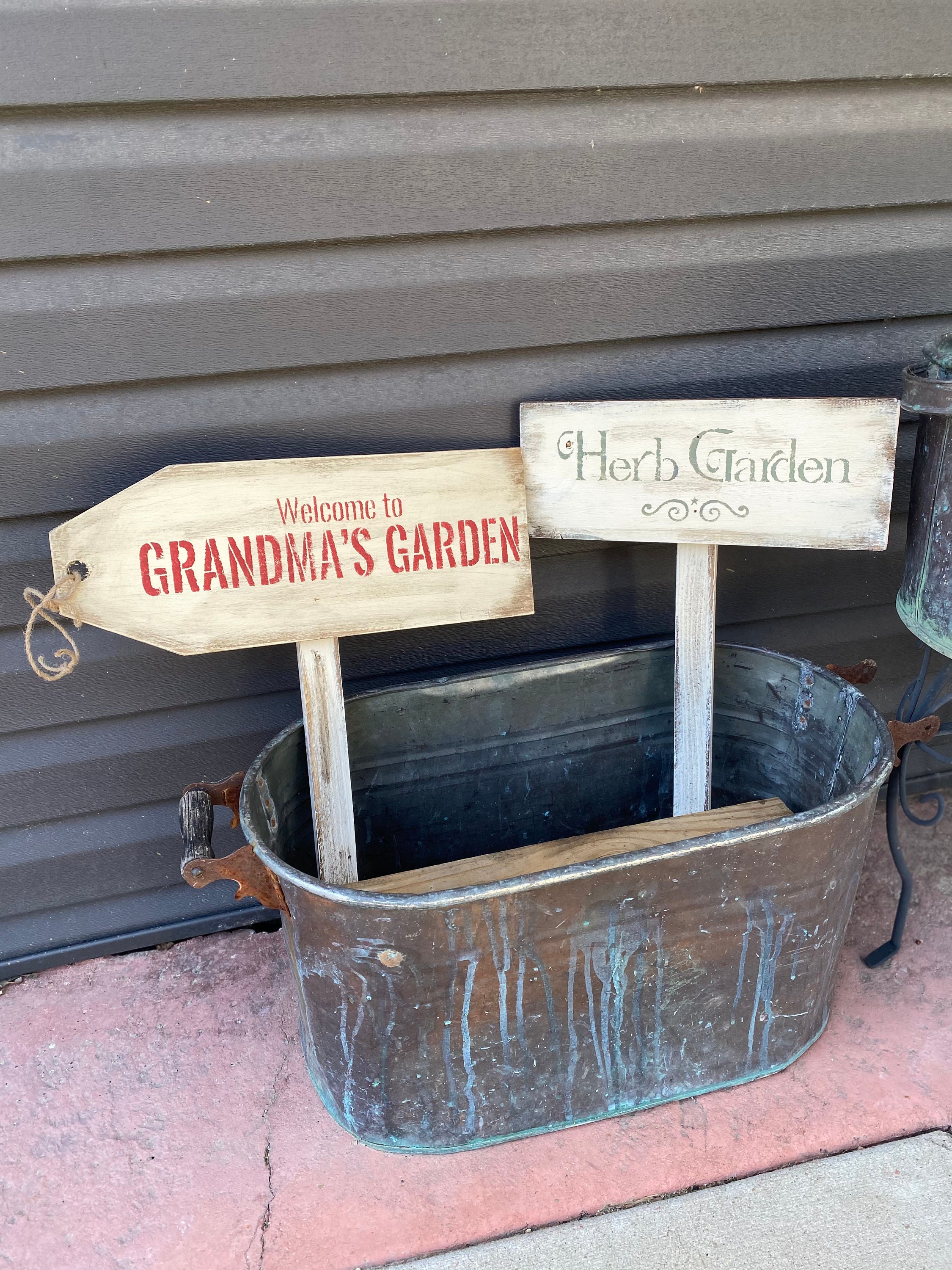 Xl Rustric Land Bauernhaus WILLKOMMEN zu GRANDMAS GARDEN Pfahl | Etsy