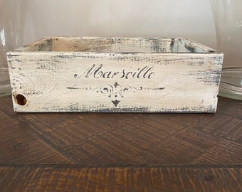 NO 9/Marseille 12 Inch Highly FRENCH Country Shabby Rustic, sizes Small To Extra Large Display, Centerpiece, Planter BOXES W/Handles!!