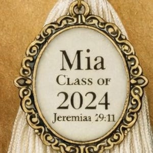 Christian Graduation Tassel Charm With Name | Faith Based Cap Accessory | Senior 2026 Graduation Gift