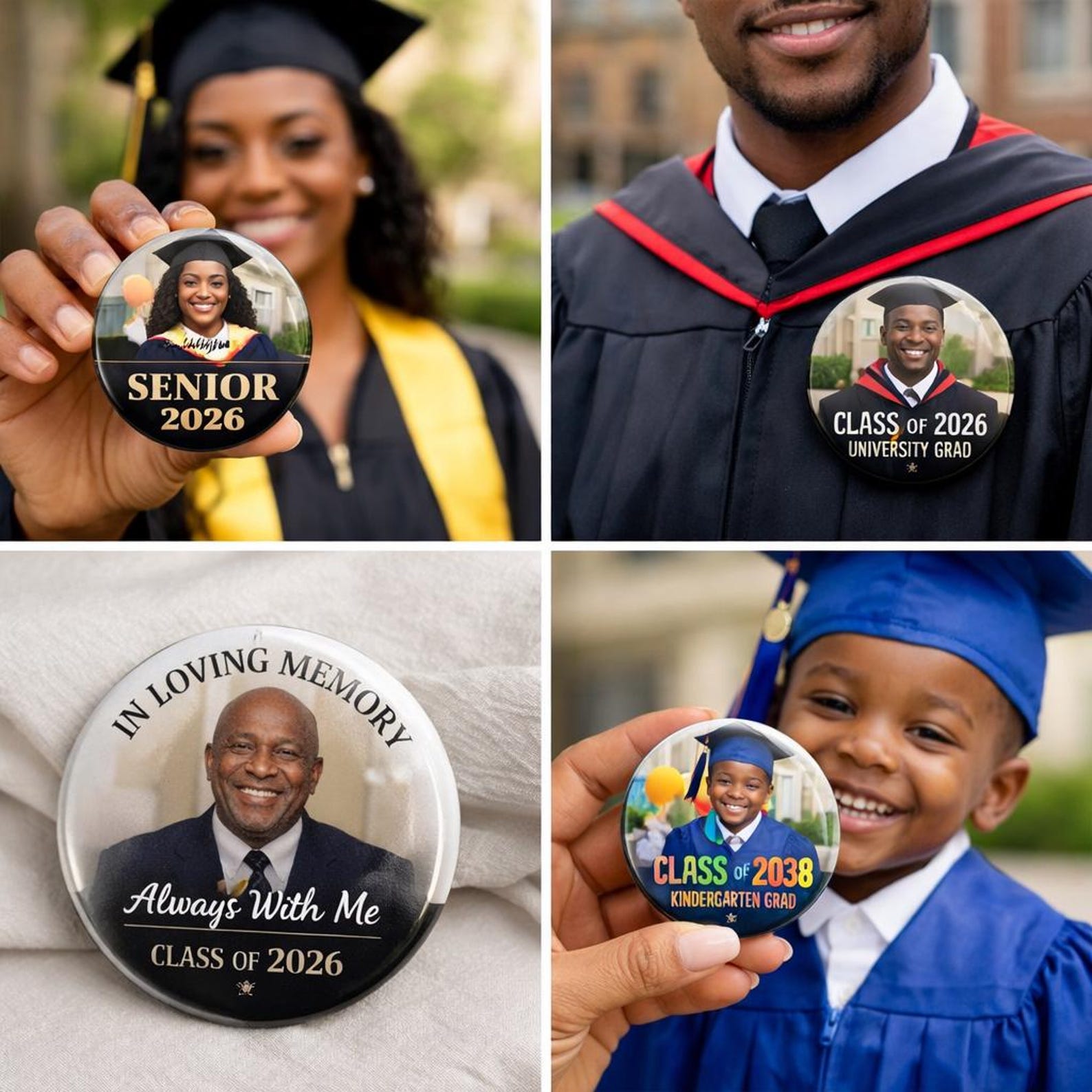 Custom Graduation Button With Photo | High School Senior 2026 Pin ...