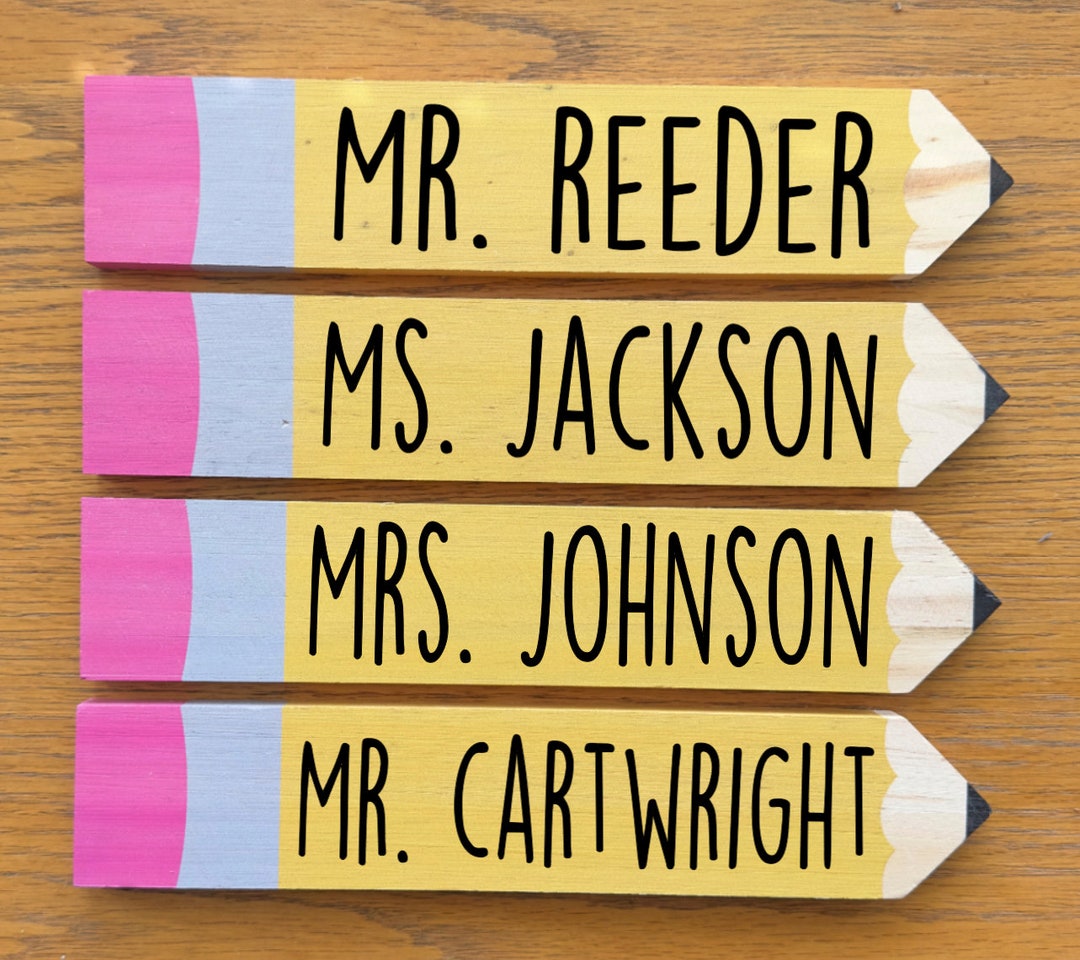 Teacher Pencil, Pencil Name Plate, Teacher Gift, Teacher Name Plate ...